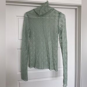 Free People Sage Green Lace Top
